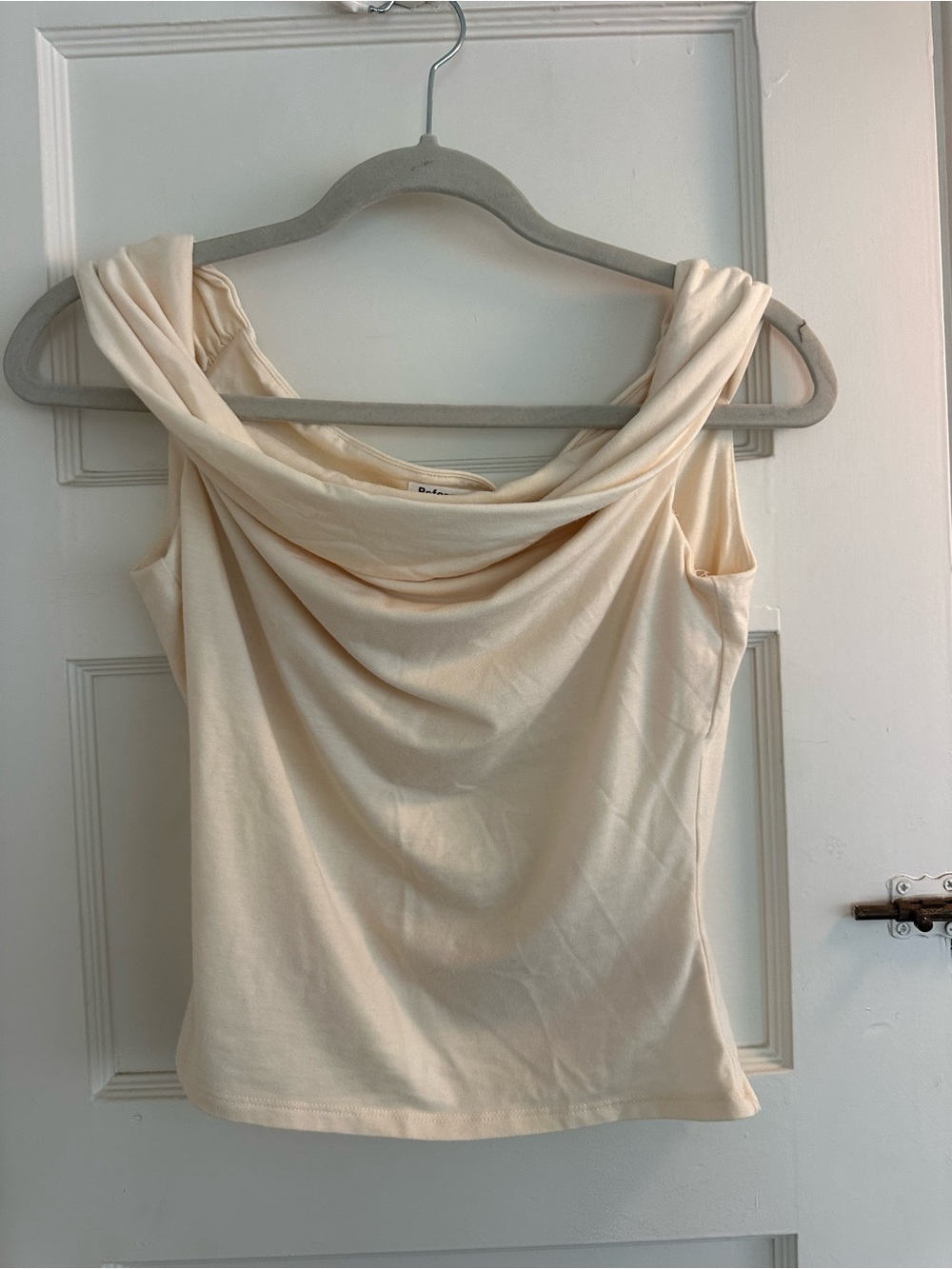 Reformation Cream Draped Cowl Neck Camisole